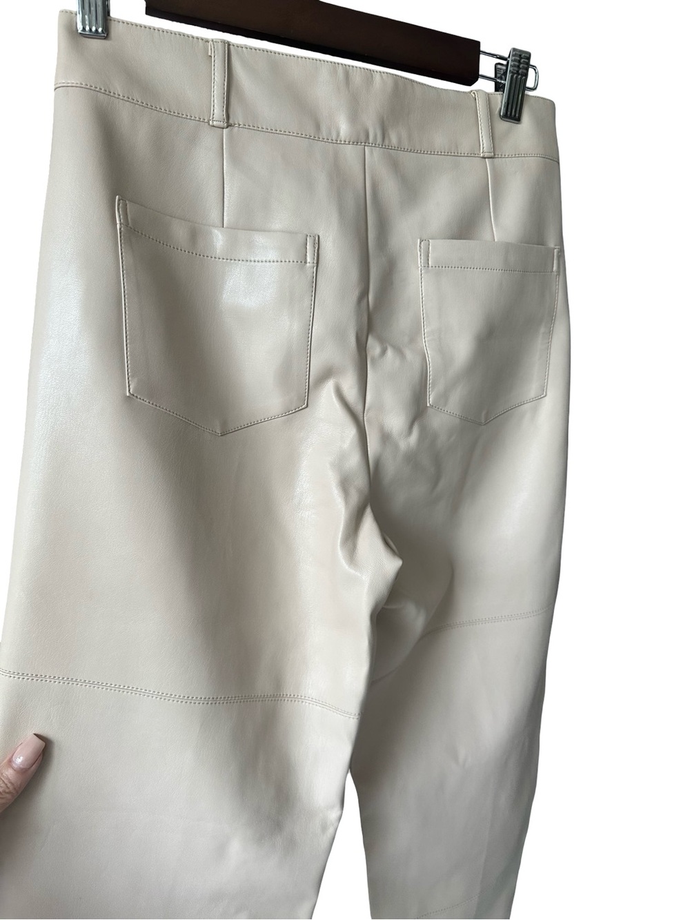 ESQUALO Straight-Leg Faux Leather Pants in Light Beige - Picture 7 of 8